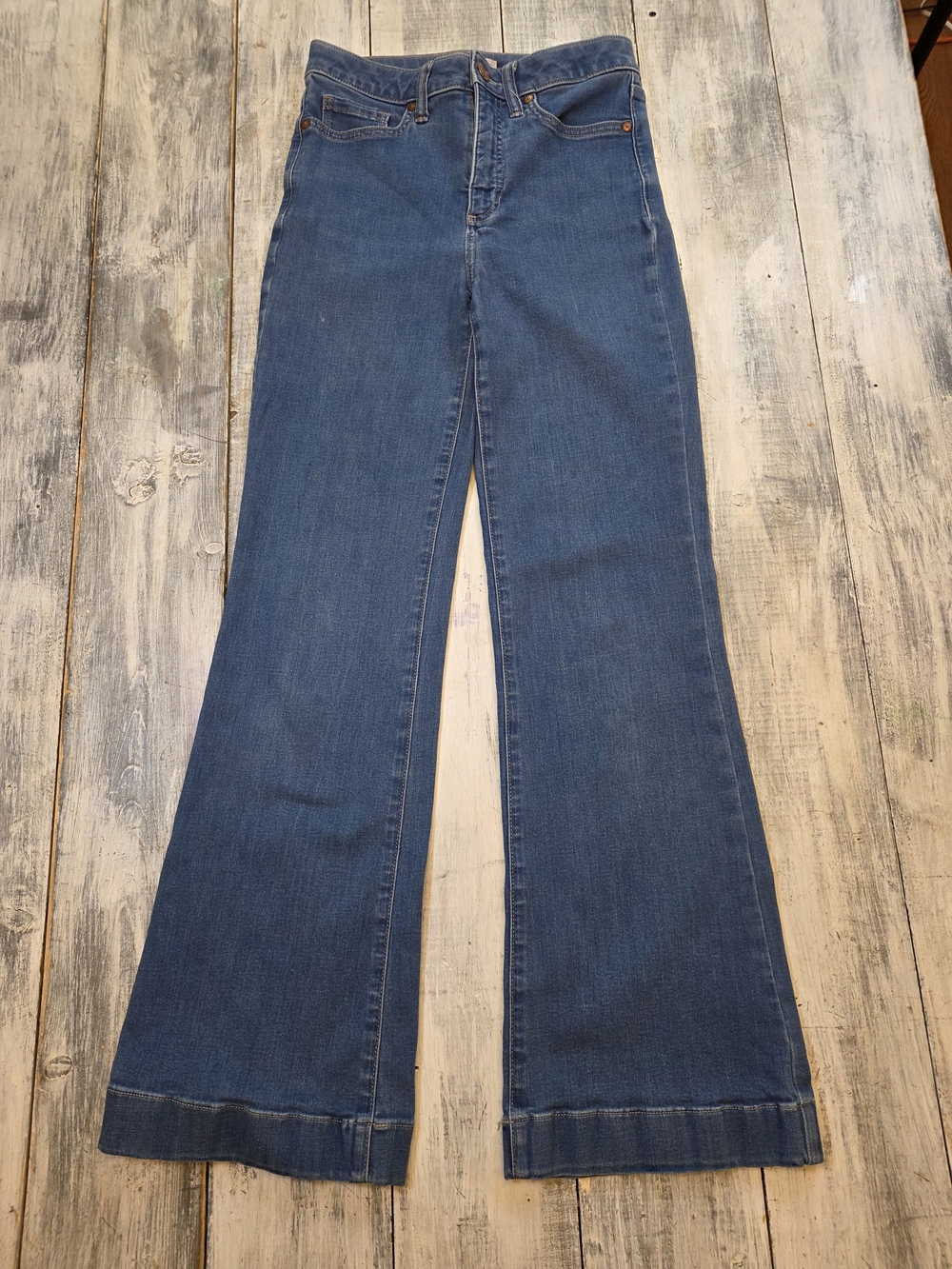 LC Lauren Conrad Women's High Rise Wide-Leg Flare Blue Denim Jeans sz 4